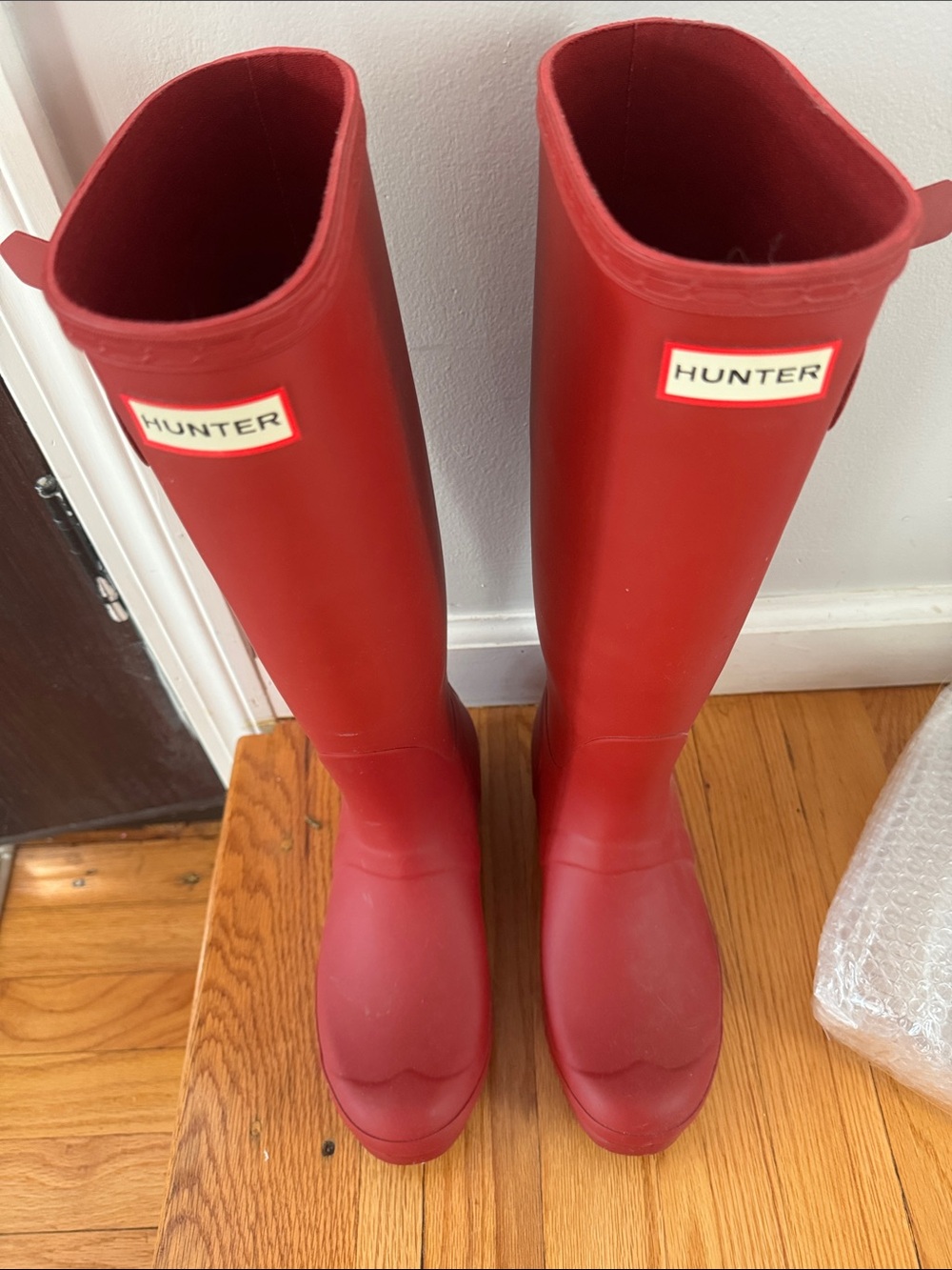 Red hunter boots